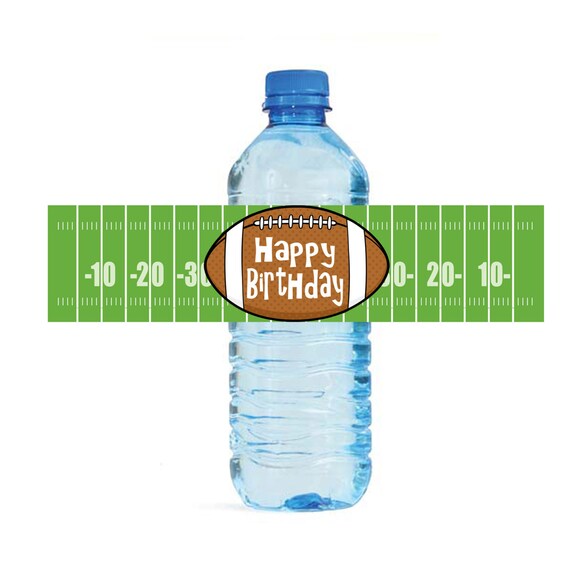 Football Water Bottle Labels Birthday Printable Football Etsy
