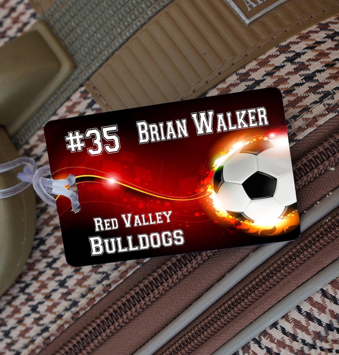 Soccer Bag Tag, Personalized Soccer Bag Tag, Soccer Team Name Tag