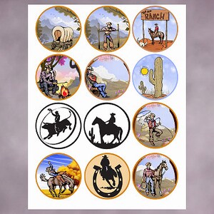 Westerse afdrukbare Cupcake Toppers Instant Download partij aanbod digitale bestand Cowboy Toppers