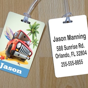 Personalized Luggage Tag Surf Board Luggage Tag Custom Luggage Tag Gym Bag ID Tag Diaper Bag