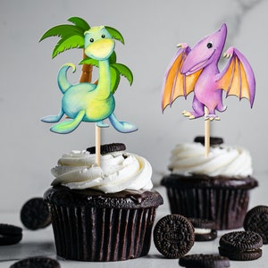 Dinosaur Printable Cupcake Toppers, Instant Download Dinosaur Toppers ...
