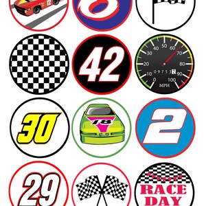 Printable Racing Cupcake Toppers Instant Download Car Race Party Supply ...