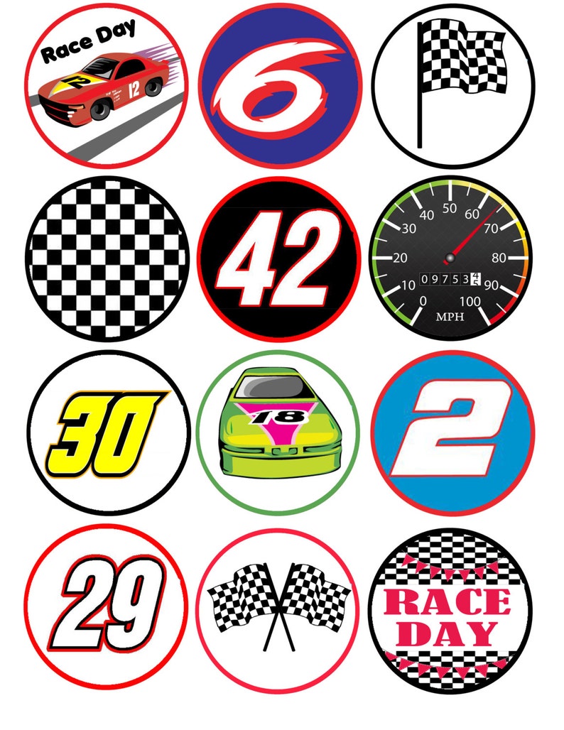 Printable Racing Cupcake Toppers Instant Download Car Race Etsy