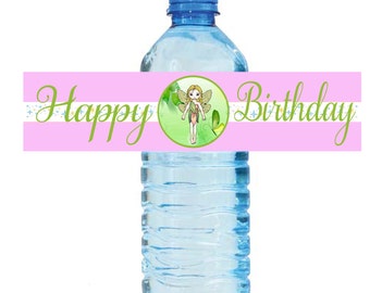 Fairy Water Bottle Labels, Birthday Fairies, Instant Download, Printable Custom Water Bottle Labels