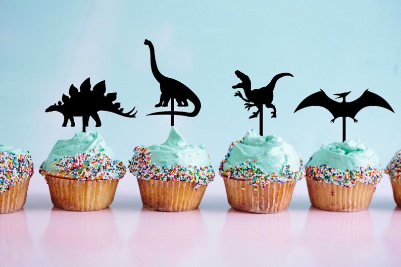 Dinosaur Cupcake Topper, Custom Cupcake Topper, Birthday Cake Topper, Raptor cupcake Topper, Birthday Cake Decoration image 1