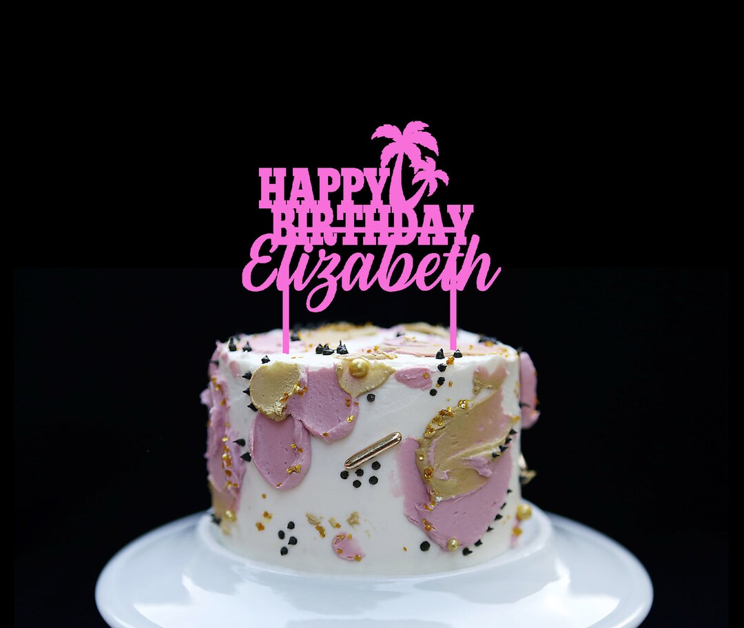 Palm Tree Cake Topper Tropical Birthday Cake Topper Custom Etsy