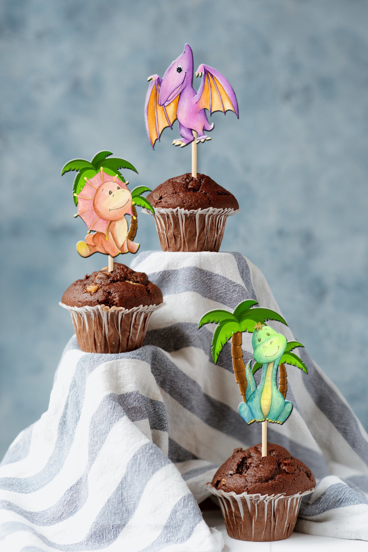 Dinosaur Printable Cupcake Toppers, Instant Download Dinosaur Toppers ...