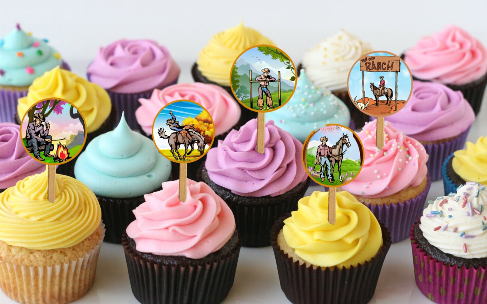 Western Printable Cupcake Toppers Instant Download Party - Etsy