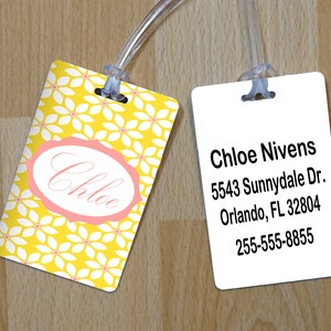 Retro Pattern Luggage Tag, Personalized Luggage Tag, Custom Luggage Tag, Gym Bag Tag, Backpack Tag