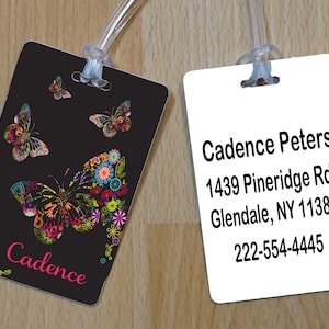 Personalized Luggage Tag Floral Butterfly Luggage Tag Custom Luggage Backpack Tag Beach Bag Tag