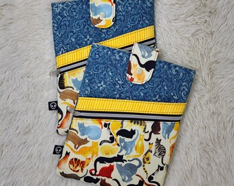 Blue Cats Large Book Sleeve, Book Cover