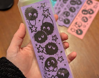 Soot Sprite Linocut Bookmark Handmade