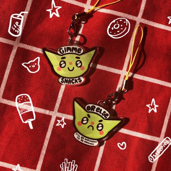 Hungry Goblin Keyring / Phone Charm - Double Sided Recycled Clear Acrylic 1.5" Hangry Gobbo