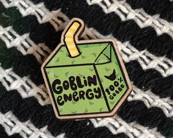 Goblin Energy Wooden Pin Badge 1"/30mm