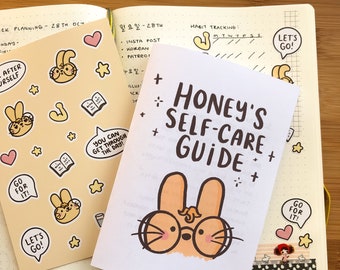 Self Care Guide Zine and Sticker Sheet - Motivation Positivity Planner Bullet Journal