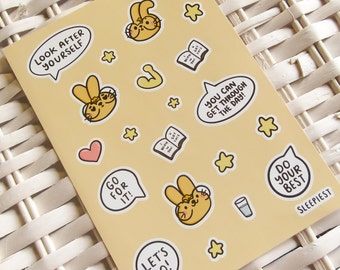 Self Care Sticker Sheet - Motivation Positivity Planner Bullet Journal - Honey the Bunny