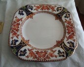 Vintage square plate Crown Douglas English Fine Bone China circa 1930s imari style ware