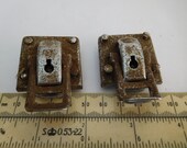 Vintage 1950s Singer croc case latches clasps fittings ex Crocodile case sewing machine fit to base