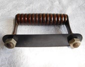 Vintage bentwood case wood grip hinged handle and metal strap washer x old Singer 28K sewing machine fits others early 20th century