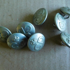 Eight Civil Defence metal buttons Cheney WWII era 1940s WW2 blazer uniform button