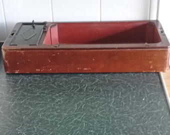 Singer 3/4 base from 99K sewing machine 1950s bentwood case, wood wooden base & accessories cover, tilt pin hinges etc