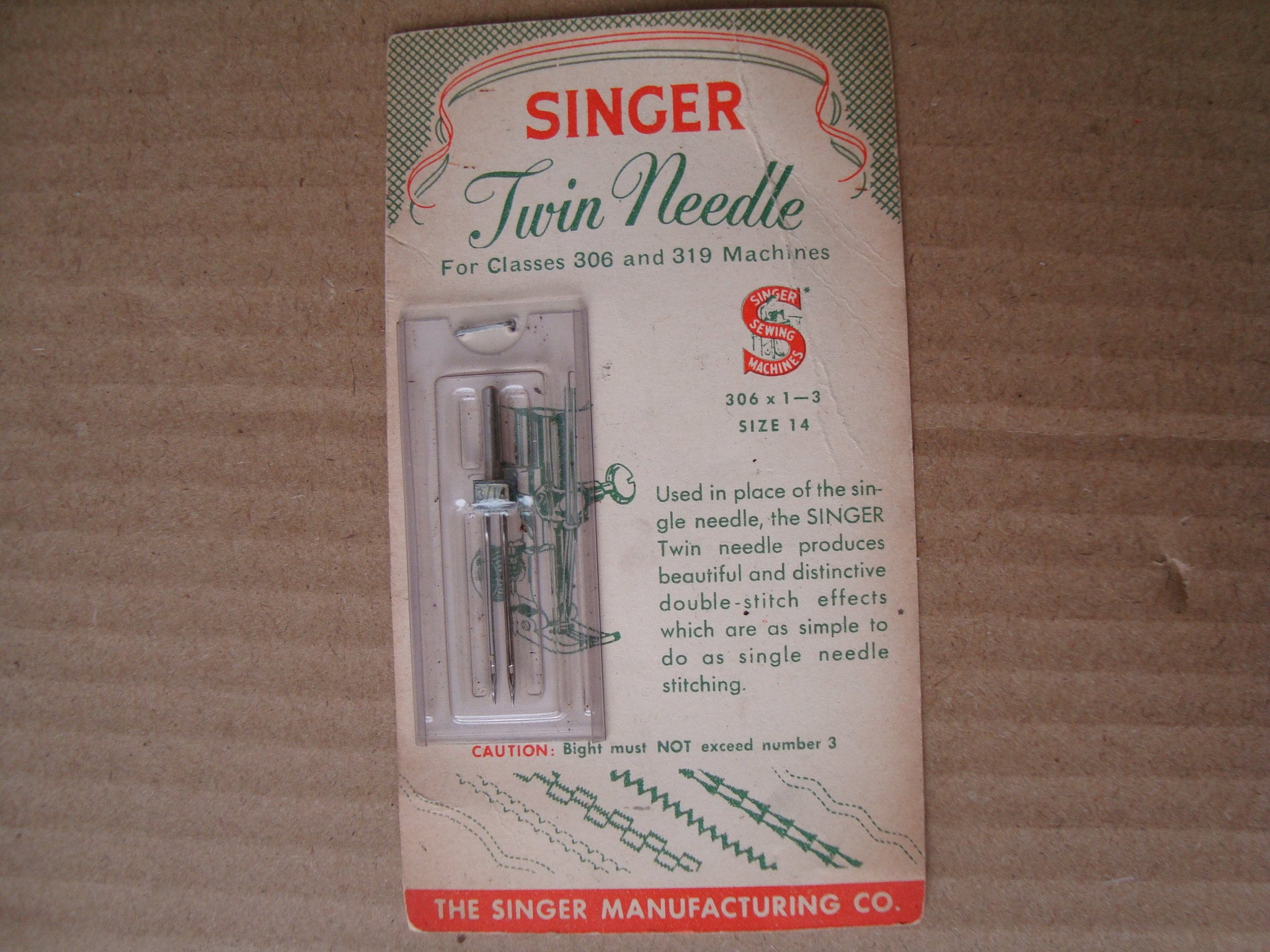 Vintage SINGER Twin Needle 306 1-3 Size 14 for SINGER 306, 319, Original  Packaging Collectable 