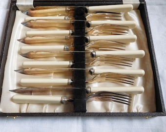 Service à Poissons EPNS Argenté 12 Pièces - Couverts En Coffret