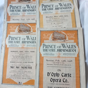 8 x 1920s Prince of Wales Birmingham Theatre Programmes job lot seven programmes plus advertising booklet
