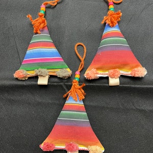 Christmas tree shaped Sarape Mexican ornaments