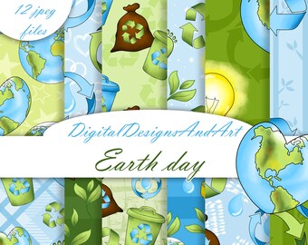 Earth day paper, Earth day pattern, recycle paper, Globe paper, Environmental paper, Eco Friendly paper, fabric design, Commercial use