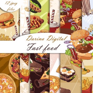 Fast food paper, Food pattern, Burger pattern, Pizza papers, Fries paper, popcorn pattern, Hotdog papers, commercial use
