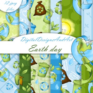 Earth Day Papier, Earth Day Muster, Recycling Papier, Globe Papier, Umweltpapier, umweltfreundliches Papier, Stoffdesign, kommerzielle Nutzung