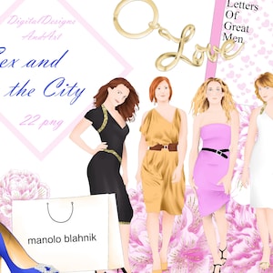 Sex and the city clipart, fashion clipart, hand painted clipart, watercolor clipart, summer clipart, vacation clipart, shoes, handbag
