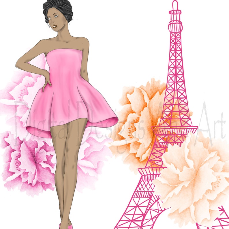 Paris Clipart African American Girl Clipart Fashion Clipart Etsy