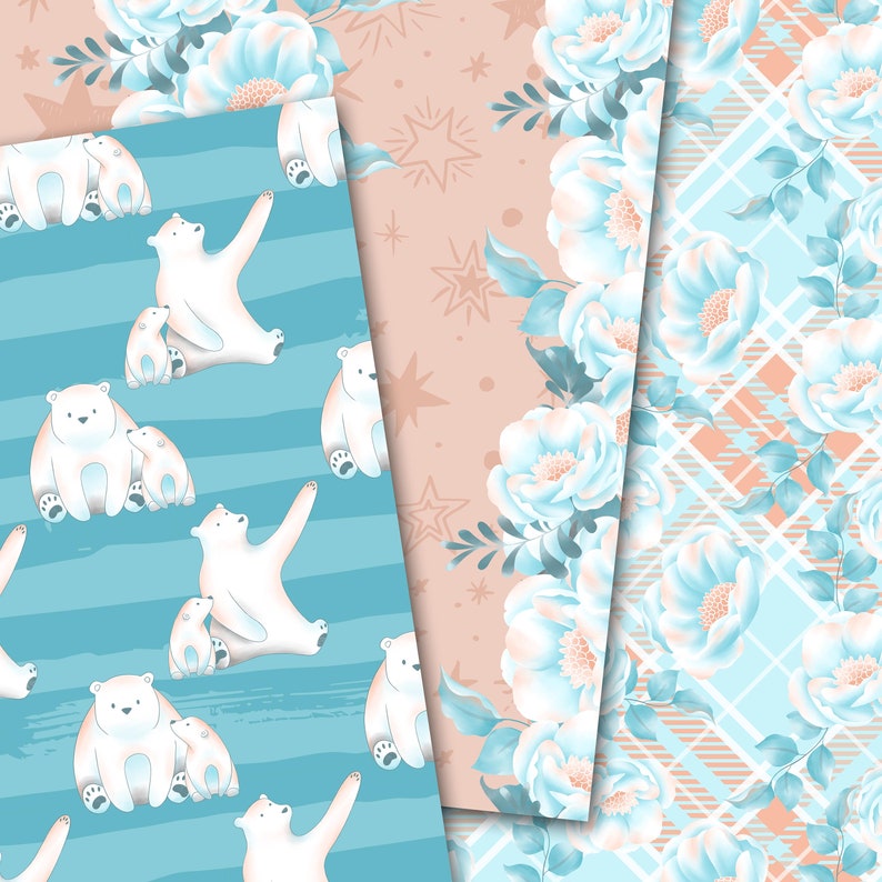 Polar Bear Paper Bear Digital Paper Polar Bears Pattern - Etsy