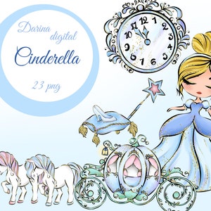Clipart di Cenerentola, clipart di principessa, principessa delle fiabe, scarpetta di vetro, castello, carrozza di zucca PNG, clipart di adesivi, uso commerciale