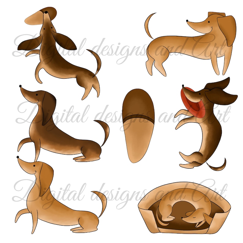 Commercial use cute dog clipart wiener dog clipart Planner supplies Dachshund Clipart watercolor clipart Puppy clipart Paper supplies