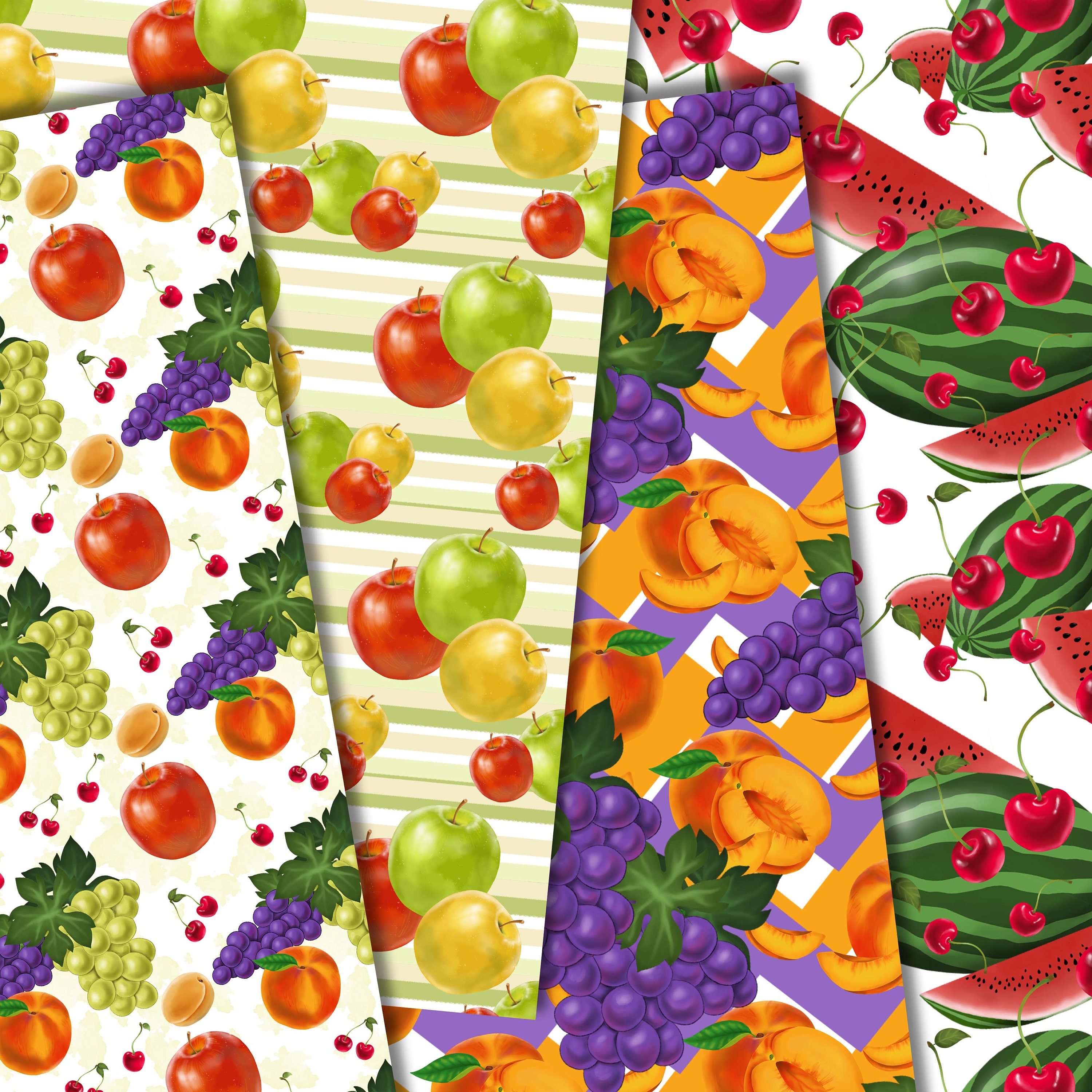 Fruit digital paper Handpainted paper Fruit pattern Grape | Etsy
