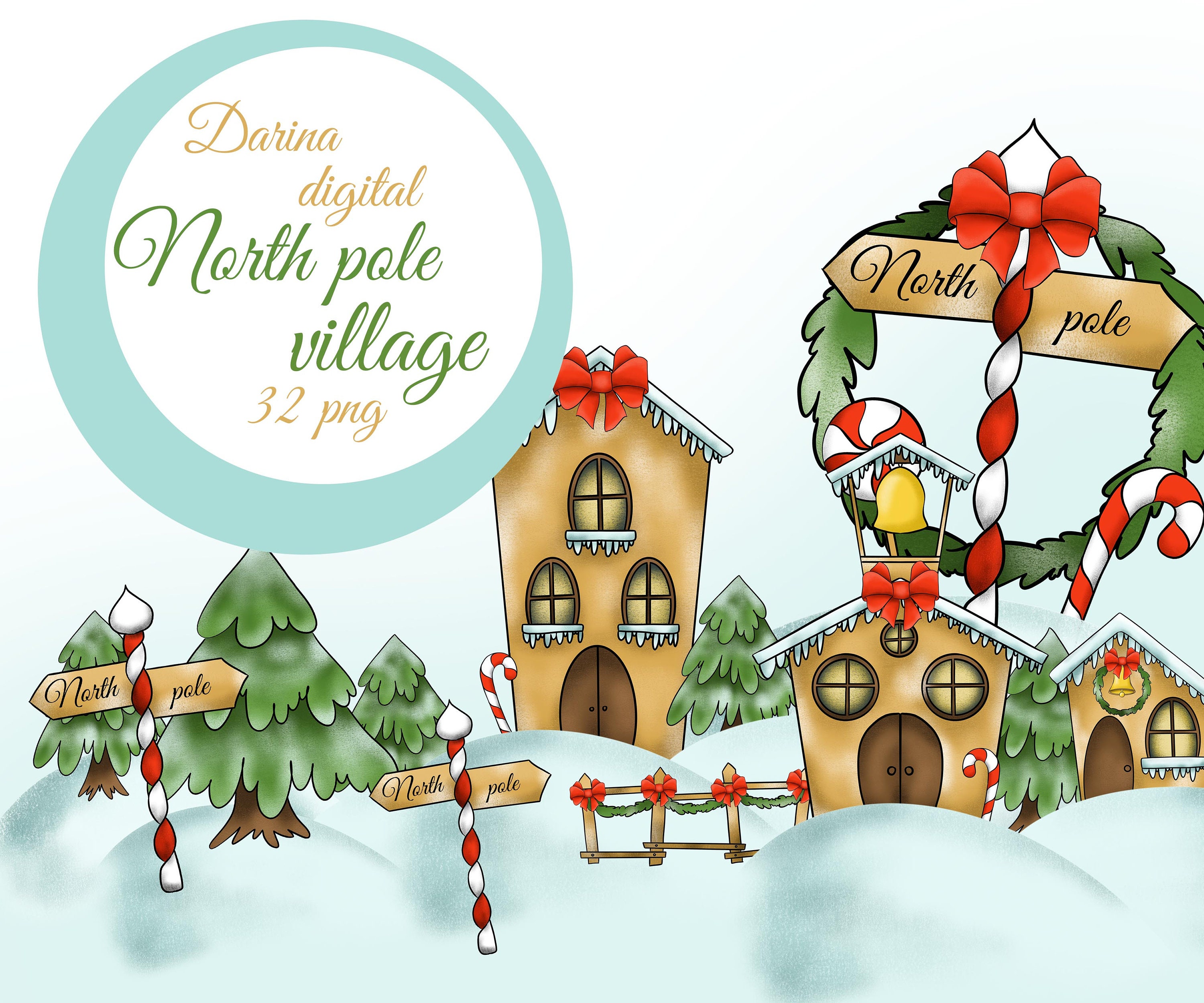 Light Up North Pole Sign Clipart