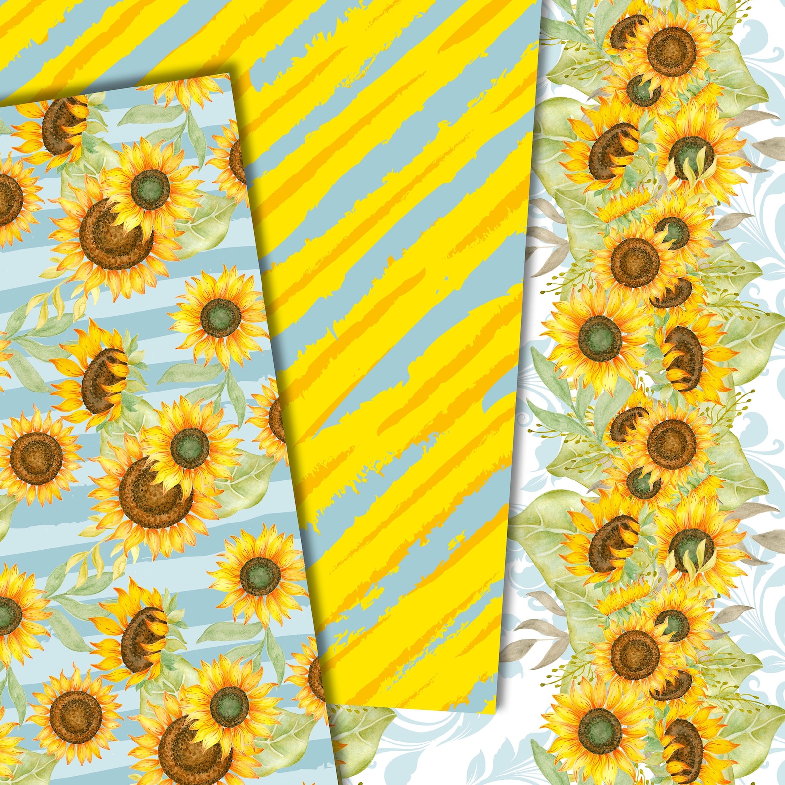 Sunflowers Digital Paper Printable Paper Scrapbook Paper - Etsy