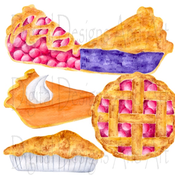 watercolor pie clipart pies clipart watercolor clipart etsy