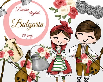 Bulgaria clipart, Bulgarian folklore, Bulgarian rose, Ethno clipart, rose clipart, Traditional Bulgarian clipart, Red Roses Clipart