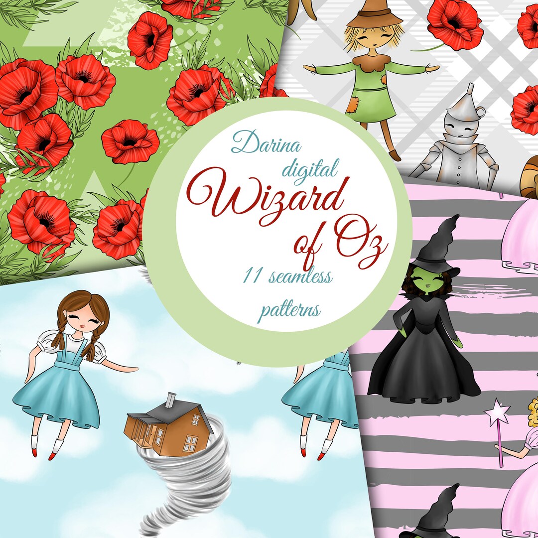 Wizard of Oz Paper, Wizard Pattern, Oz Seamless Paper, Scarecrow, Lion ...