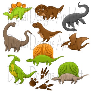 Dinosaur clipart, dinosaur illustration, Dino clipart, dino illustration, planner clipart, sticker clipart, stegosaurus, tyrannosaurus rex image 2