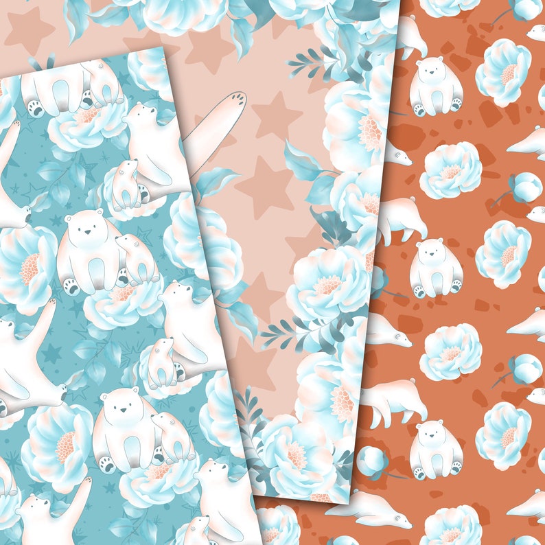 Polar Bear Paper Bear Digital Paper Polar Bears Pattern - Etsy