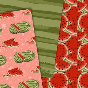 Watermelon paper, Melon digital paper, Watermelon pattern, seamless patter, Fruit paper, fabric design, Commercial use, Sticker paper image 2