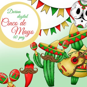 Cinco de Mayo clipart, Mexico clipart, Mexico illustration, Fiesta Clipart, Sombrero Clipart, Cactus, Chili peppers, Watercolor clipart