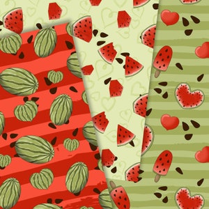 Watermelon paper, Melon digital paper, Watermelon pattern, seamless patter, Fruit paper, fabric design, Commercial use, Sticker paper image 5