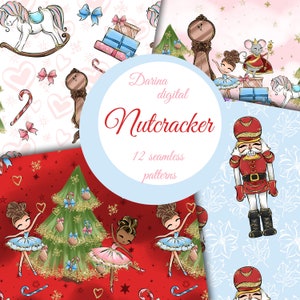 Papel quebra-nozes, padrão de Natal, papel de balé, papel de inverno, design de tecido, impressão por sublimação, uso comercial