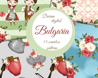 Bulgaria seamless paper, Ethno Digital Paper, bulgarian rose, Traditional Bulgarian Patterns, Bulgarian Embroidery, Fabric Patterns, POD